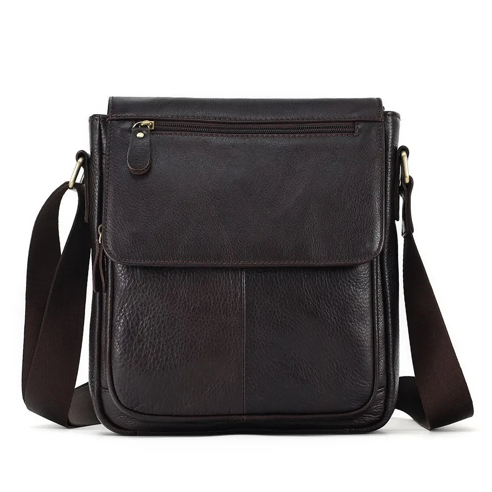 Sacoche Homme en Cuir Crazy Horse, Sac de Poitrine Multipoches