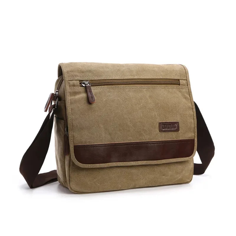 Grande Sacoche Bandoulière Homme Toile - Sac Besace Vintage