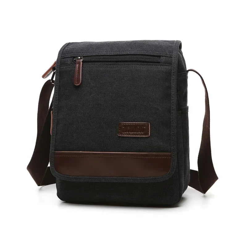 Grande Sacoche Bandoulière Homme Toile - Sac Besace Vintage