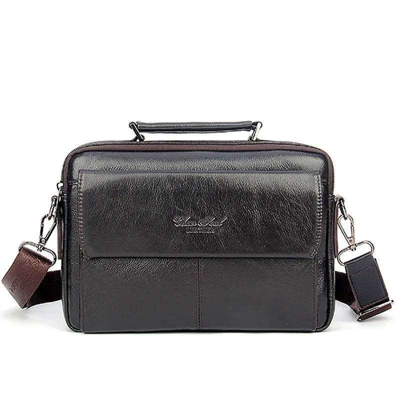 Sacoche Homme Rectangulaire Noire, Sac Cuir à Poignée Rigide
