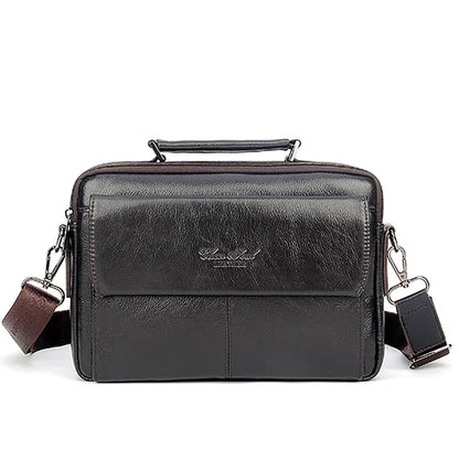 Sacoche Homme Rectangulaire Noire, Sac Cuir à Poignée Rigide