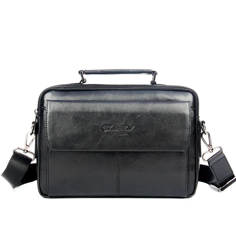 Sacoche Homme Rectangulaire Noire, Sac Cuir à Poignée Rigide