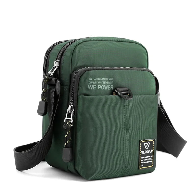 Sacoche Homme Tissu Vert Foncé, Sac Bandoulière Multipoches
