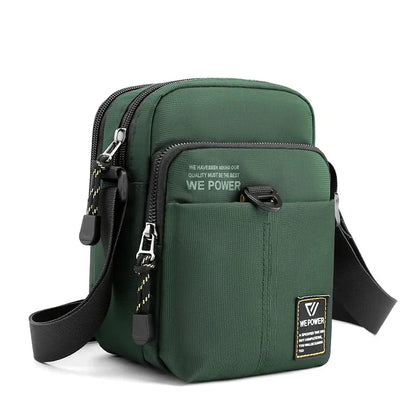 Sacoche Homme Tissu Vert Foncé, Sac Bandoulière Multipoches
