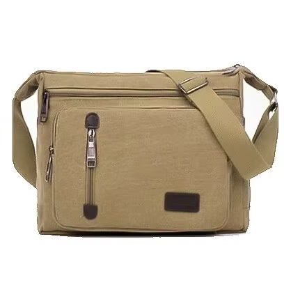 Sacoche Homme Toile Noire, Sac Bandoulière Rétro Multicouche