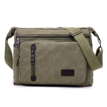 Sacoche Homme Toile Noire, Sac Bandoulière Rétro Multicouche