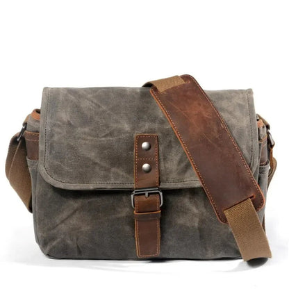 Sacoche Homme Toile Vintage Grise, Sac Bandoulière Cuir