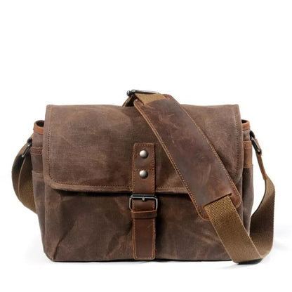 Sacoche Homme Toile Vintage Grise, Sac Bandoulière Cuir