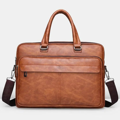 Sacoche Homme Travail Marron, Cartable Cuir Poignées Doubles