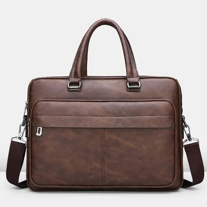 Sacoche Homme Travail Marron, Cartable Cuir Poignées Doubles