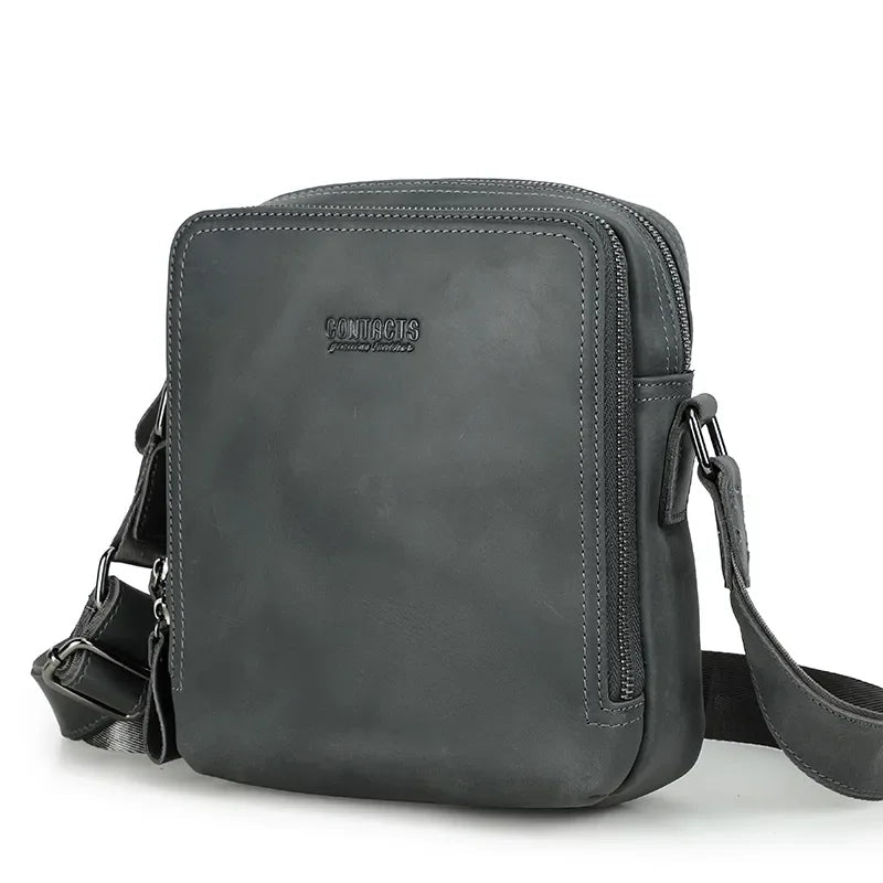 Sacoche Homme Cuir Bandoulière Noire, Sac Besace Multicolore