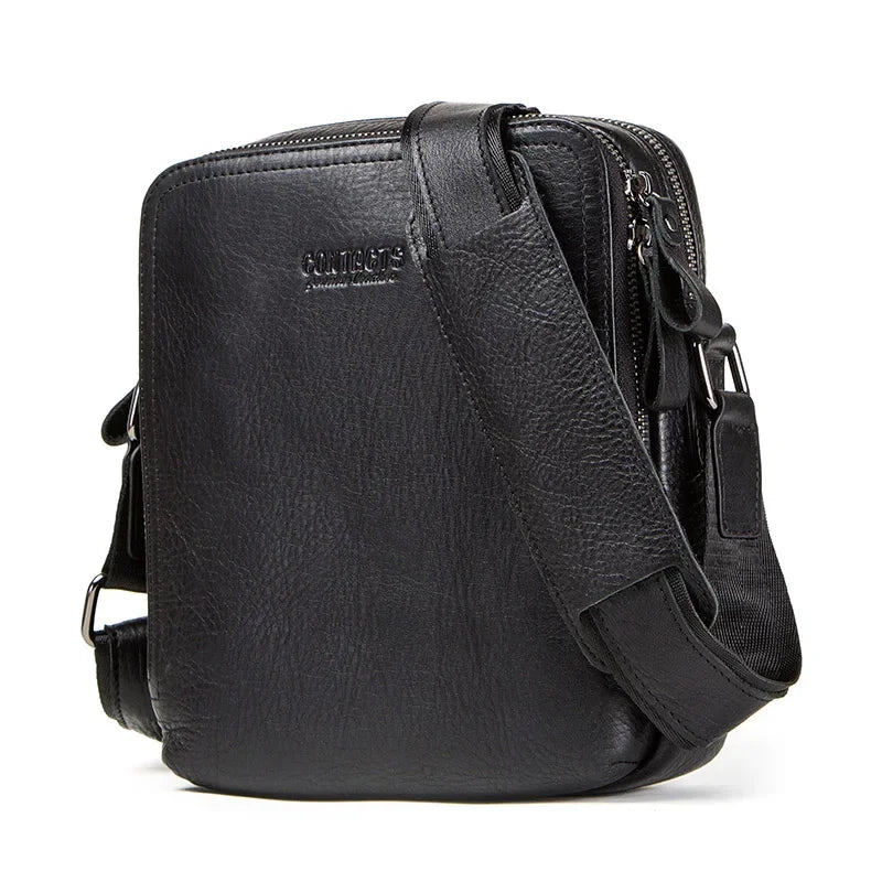 Sacoche Homme Vintage Marron Foncé, Sac Cuir Multipoches