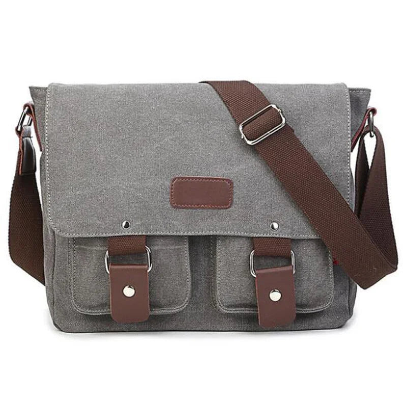 Sacoche Messager Homme Camel, Sac Toile Poches à Boucles