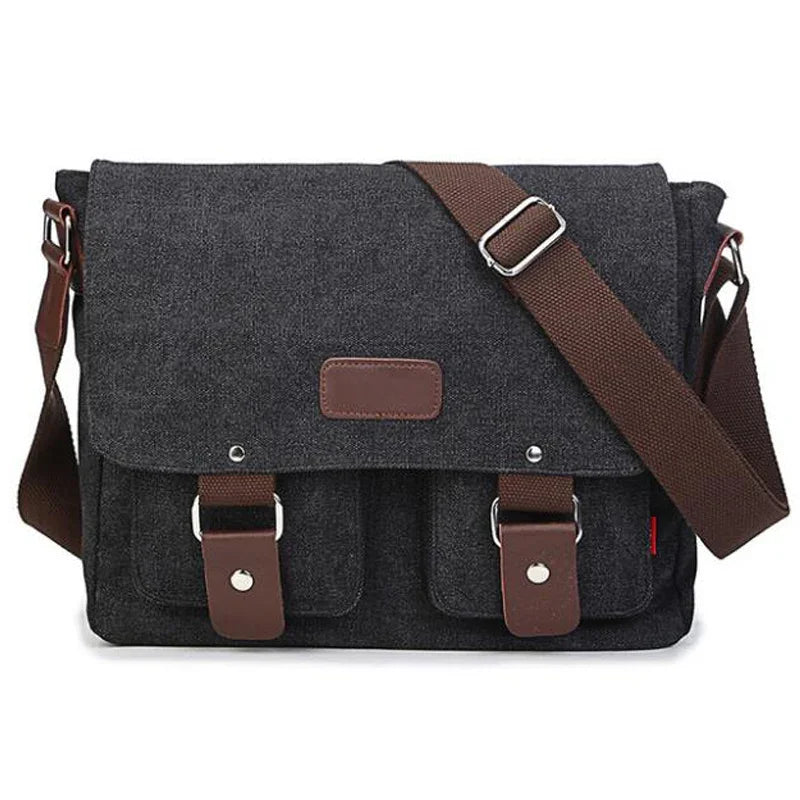 Sacoche Messager Homme Camel, Sac Toile Poches à Boucles