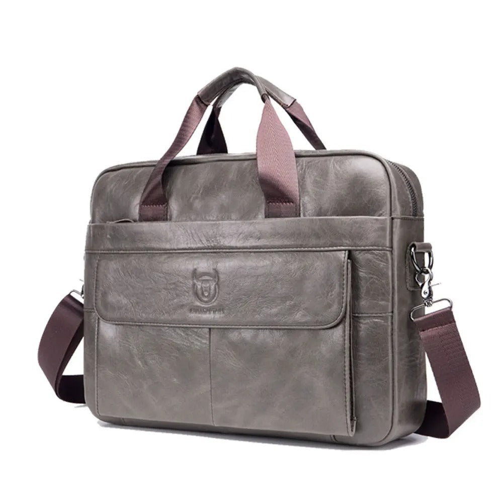 Sacoche Ordinareur Cuir Homme Marron Foncé, Cartable Poignées