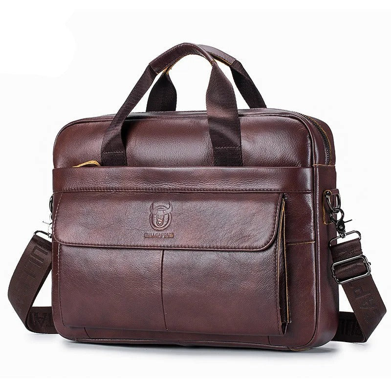 Sacoche Ordinareur Cuir Homme Marron Foncé, Cartable Poignées