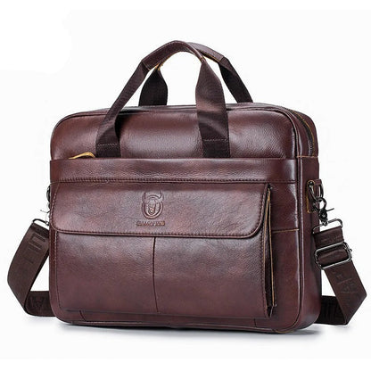 Sacoche Ordinareur Cuir Homme Marron Foncé, Cartable Poignées