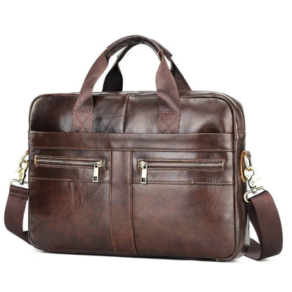 Sacoche Ordinateur Homme Cuir Noir, Cartable à Poches Zippées