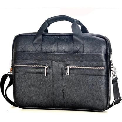 Sacoche Ordinateur Homme Cuir Noir, Cartable à Poches Zippées