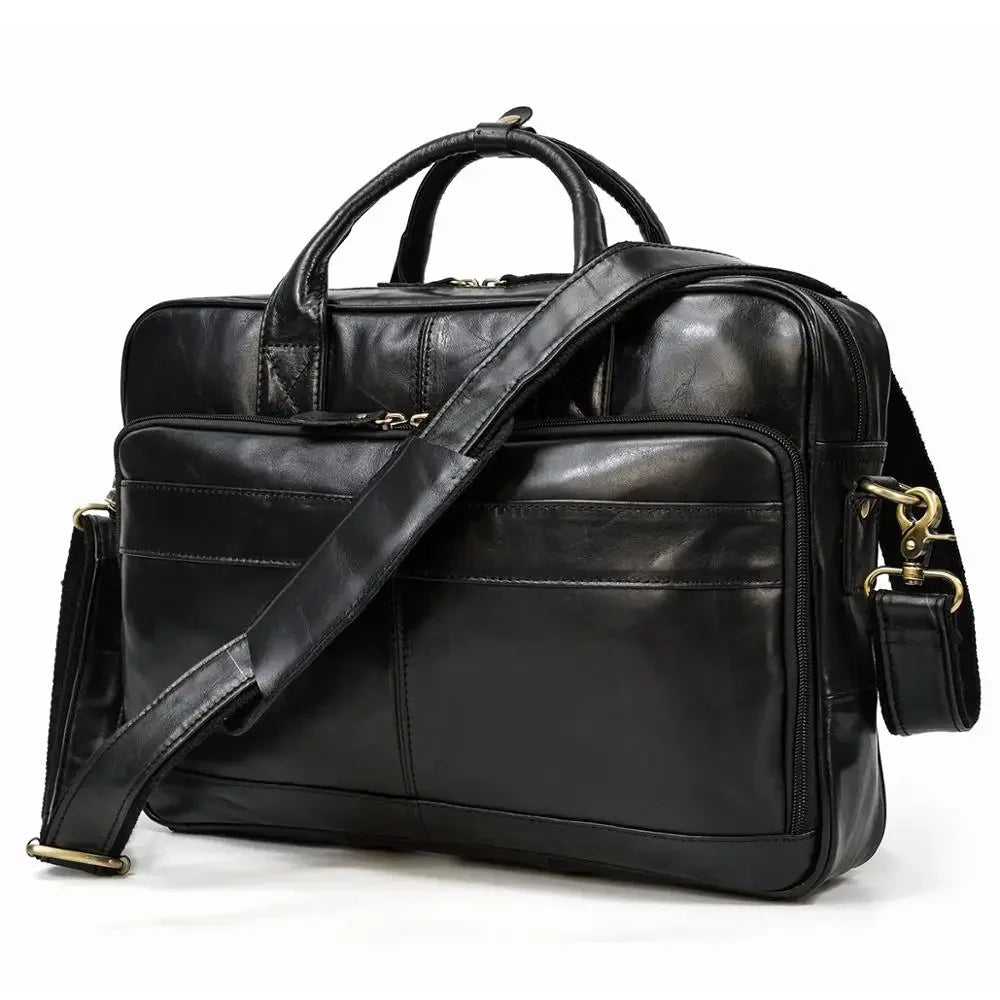 Sacoche Ordinateur en Cuir pour Homme, Cartable Vintage