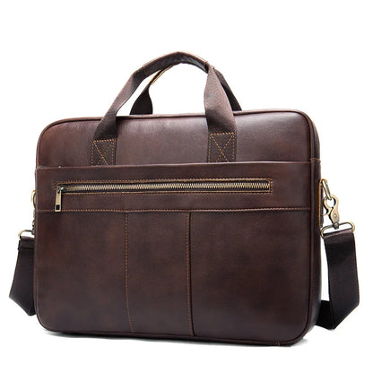 Sacoche Ordinateur Homme Cuir Noire, Cartable à Poche Zippée
