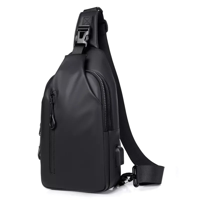 Sacoche Poitrine Homme Luxe Noire, Sac Sling Minimaliste