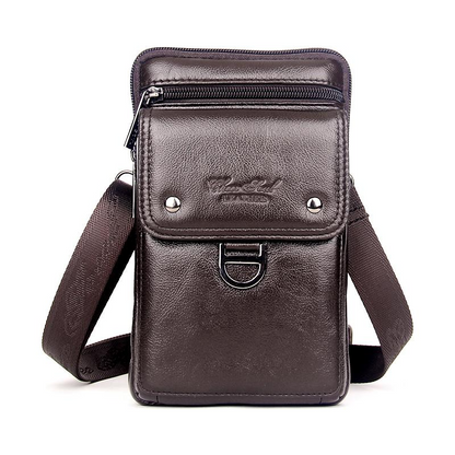 Sacoche Portable Homme Marron Foncé, Petit Sac Ceinture Cuir