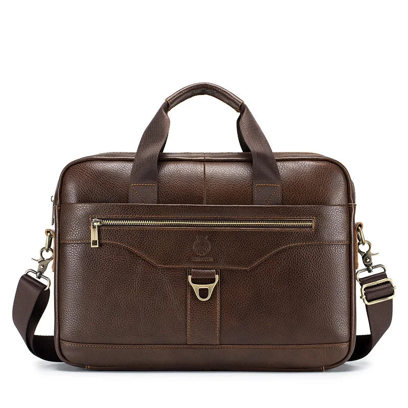 Sacoche Cuir Homme Poignée Bandoulière Amovible Marron Pratique