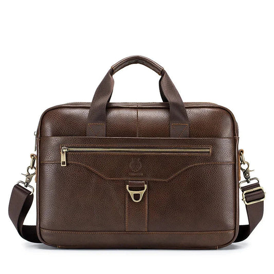 Sacoche Cuir Homme Poignée Bandoulière Amovible Marron Pratique