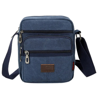 Sacoche Homme en Tissu Beige - Sac Bandoulière Toile Multipoche