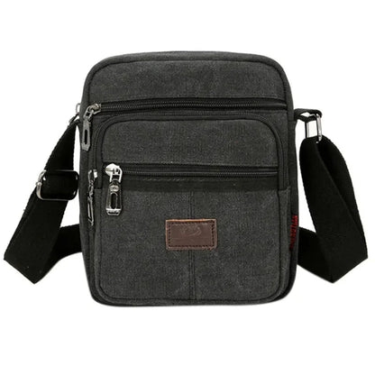 Sacoche Homme en Tissu Beige - Sac Bandoulière Toile Multipoche