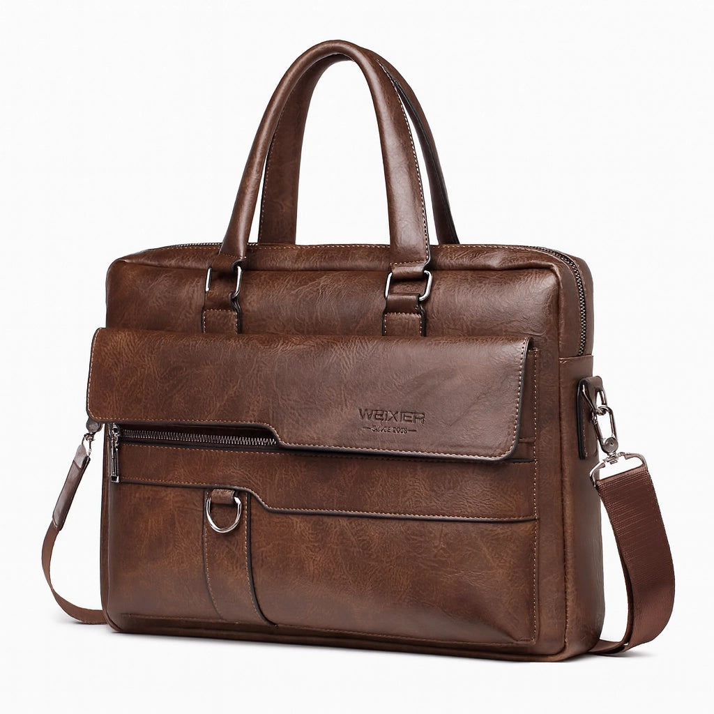 Sacoche de Travail Homme Marron - Cartable Cuir Porte-Documents