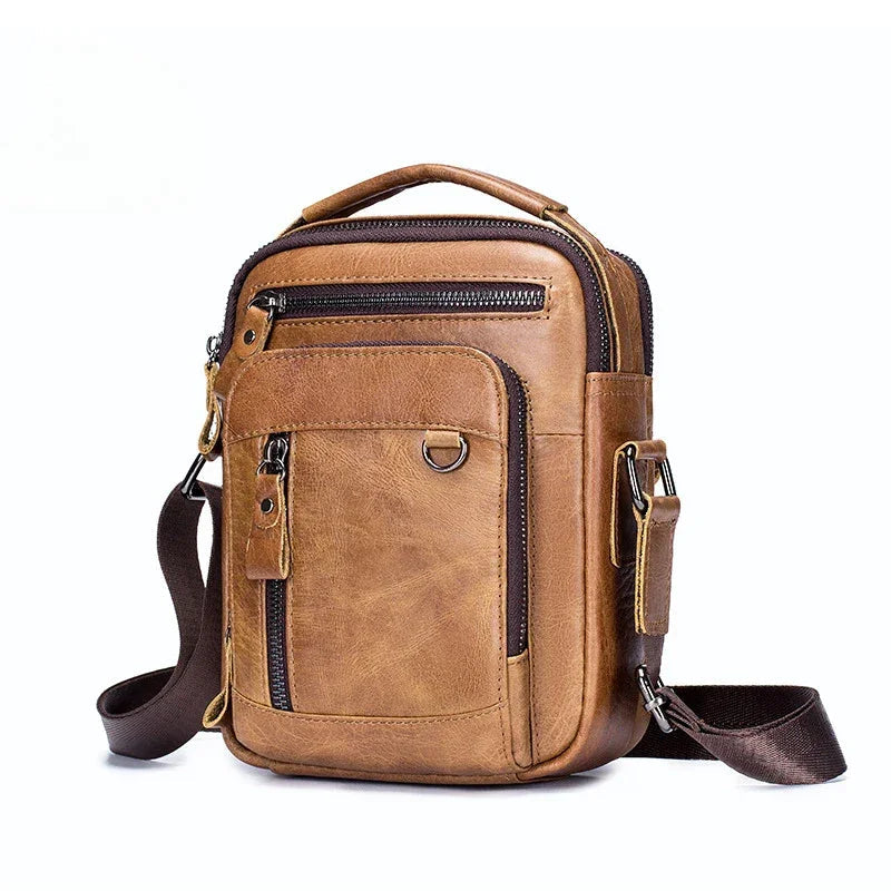 Sacoche Cuir Homme Noire Multi-Poches - Sac Bandoulière Compact