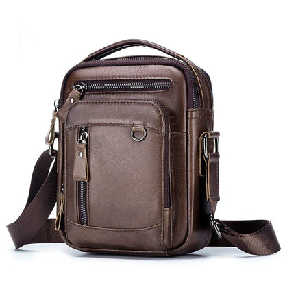Sacoche Cuir Homme Noire Multi-Poches - Sac Bandoulière Compact