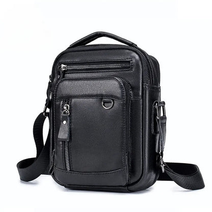 Sacoche Cuir Homme Noire Multi-Poches - Sac Bandoulière Compact
