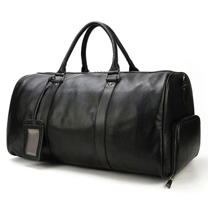 Sac de Voyage en Cuir Homme Noir - Compartiment à Chaussures