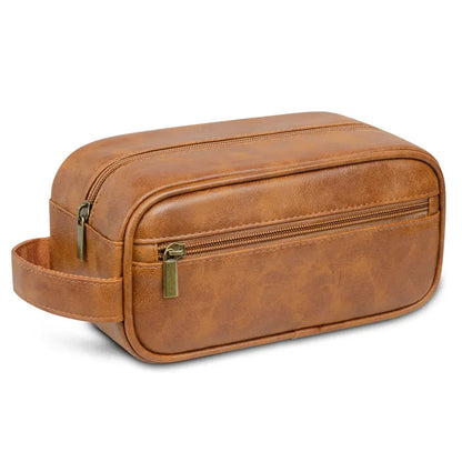 Trousse de Toilette Homme Élégante en Cuir PU, Format Compact