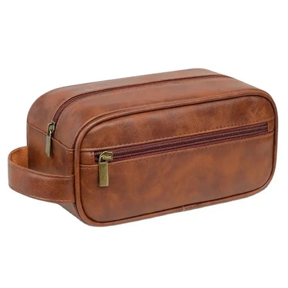 Trousse de Toilette Homme Élégante en Cuir PU, Format Compact