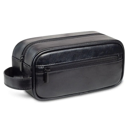 Trousse de Toilette Homme Élégante en Cuir PU, Format Compact