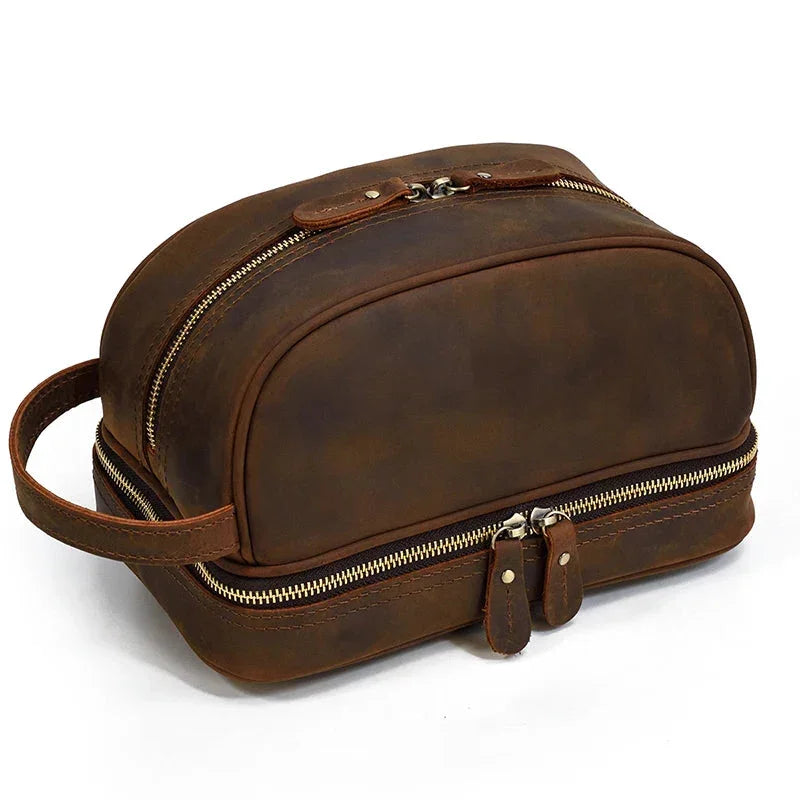 Trousse de Toilette Homme en Cuir Véritable, Plusieurs Coloris