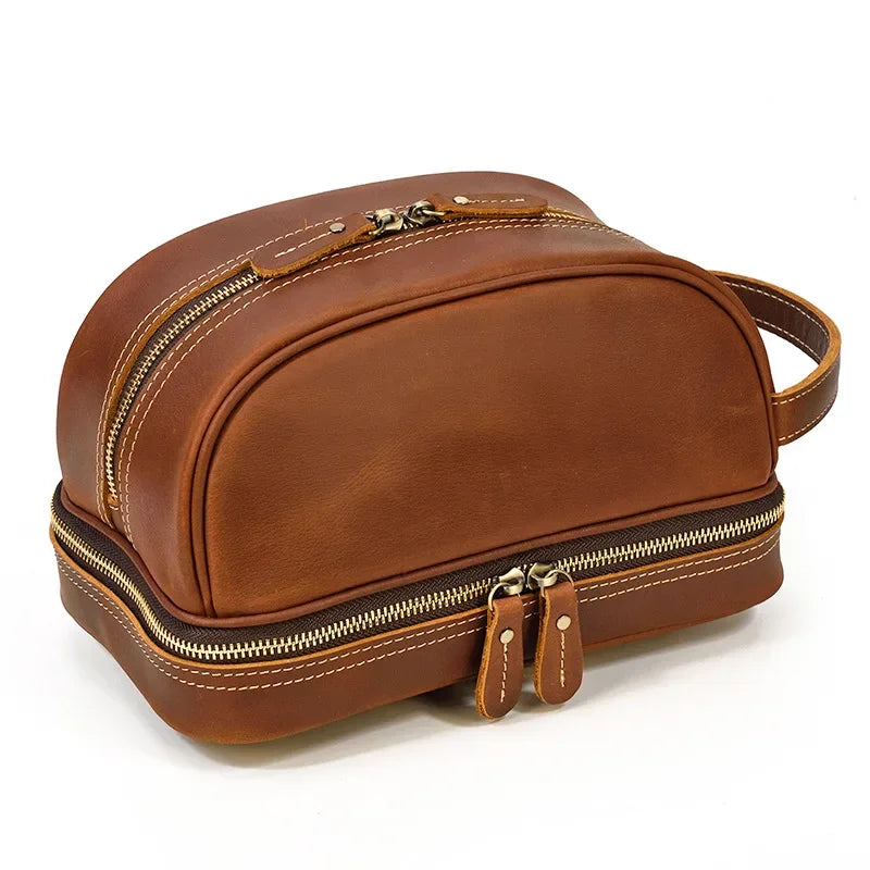 Trousse de Toilette Homme en Cuir Véritable, Plusieurs Coloris