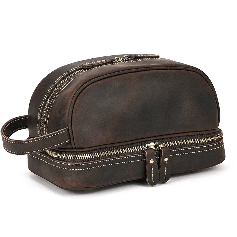 Trousse de Toilette Homme en Cuir Véritable, Plusieurs Coloris