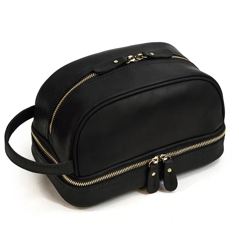Trousse de Toilette Homme en Cuir Véritable, Plusieurs Coloris