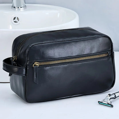 Trousse de Toilette pour Homme en Cuir, Format Compact et Pratique