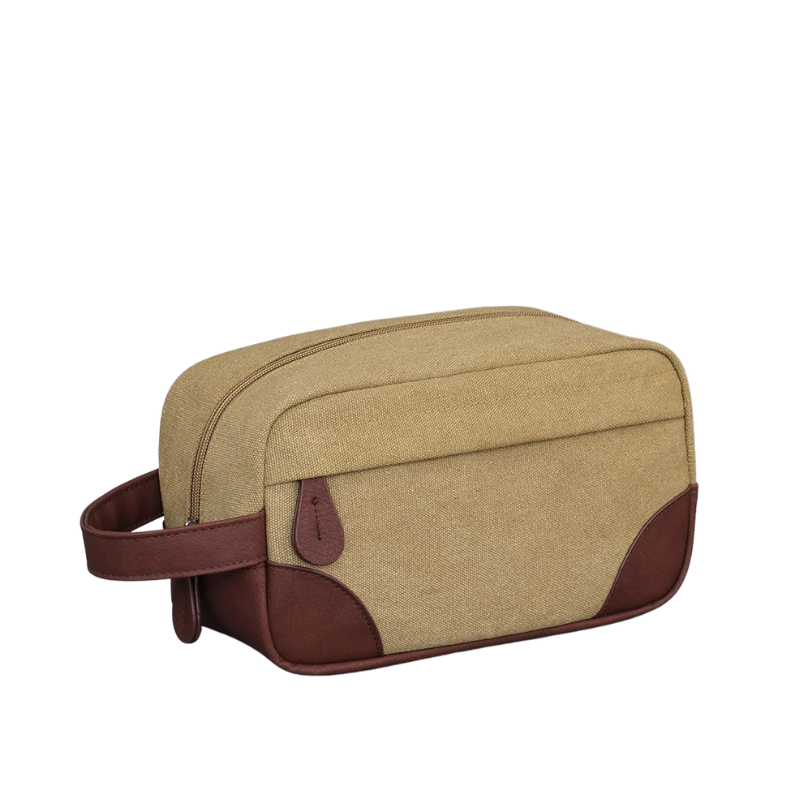 Trousse Toilette de Voyage en Toile Homme, Format Compact