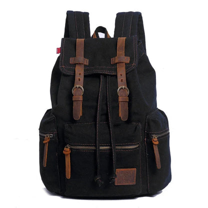 Sac à Dos Vintage Marron Toile Bretelles Cuir pour Homme